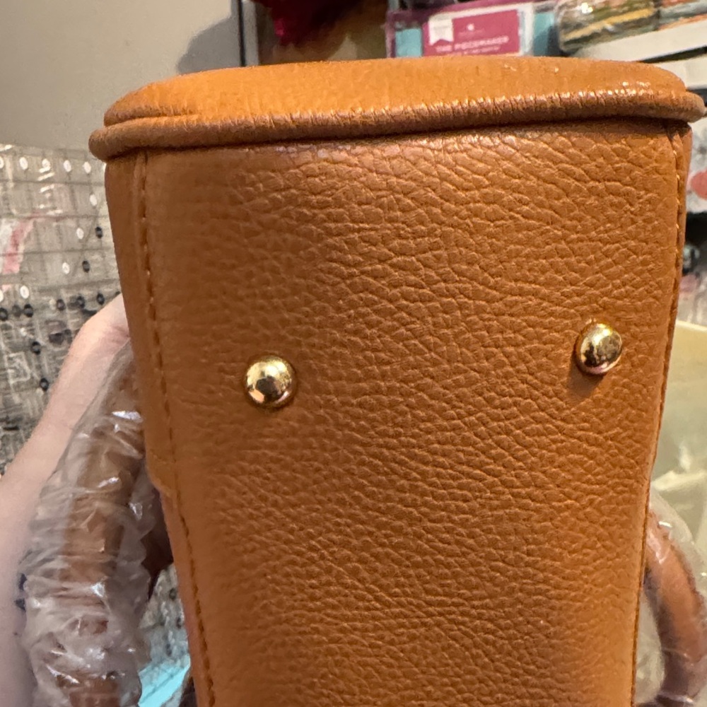 Danbury Mint NWT Tan and Brown Personalized Satchel Initials AS - Picture 3 of 8